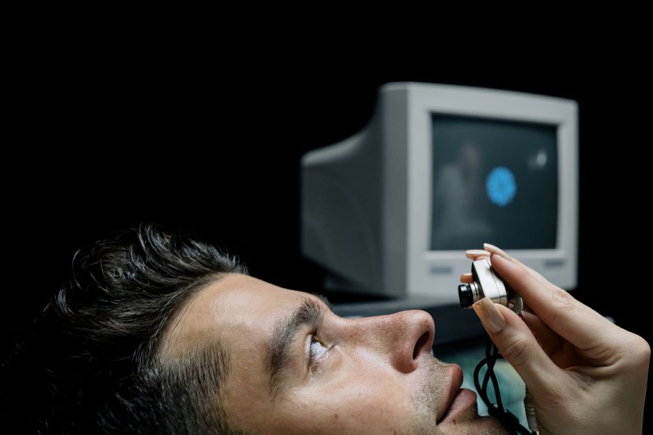 Ophthalmologist examining patient before cataract surgery in Korea