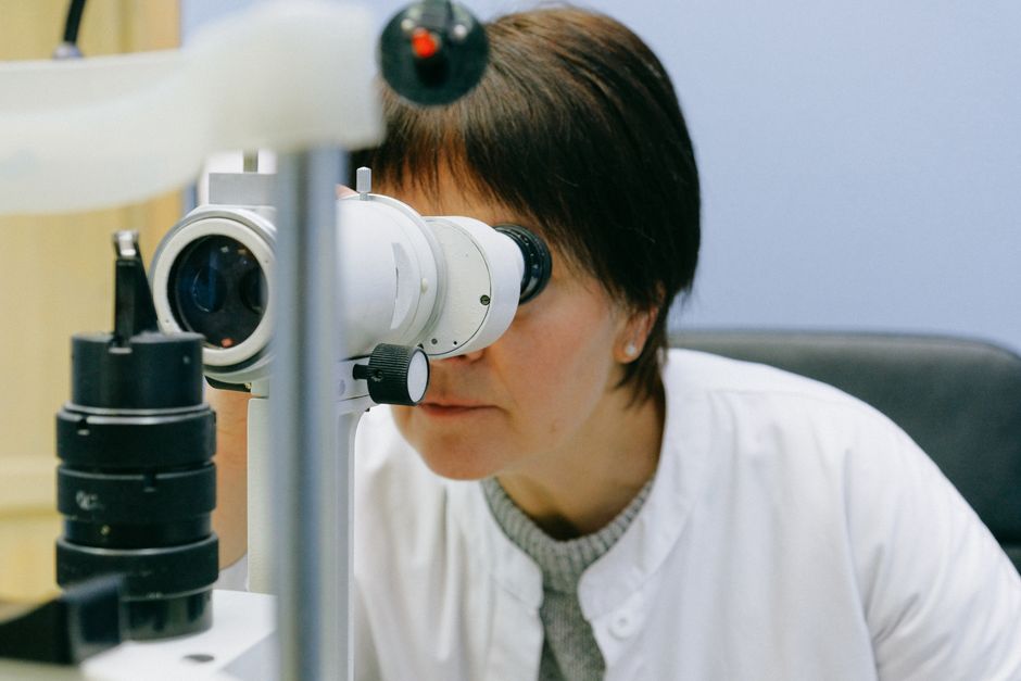 Ophthalmologist examining cornea before transplant surgery in Korea
