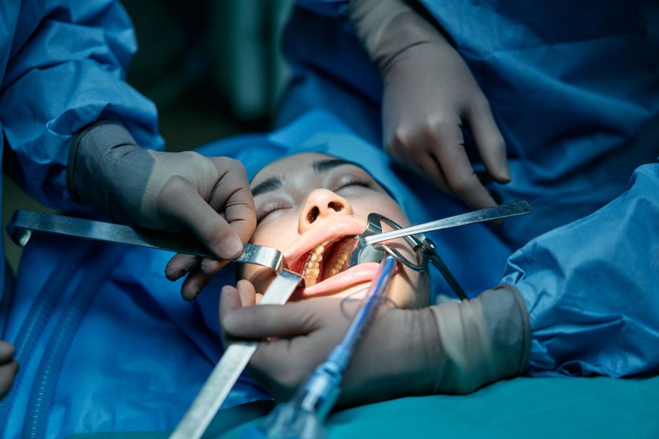 Orthognathic jaw surgery procedure being performed in a Korean hospital operating room